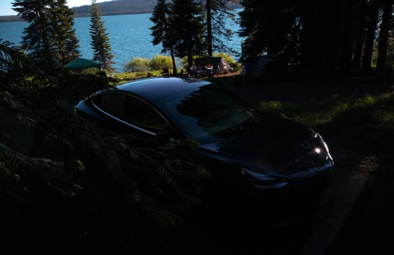 Real Life Model 3 Road Trip:  Day 11 – Diamond Lake Campground